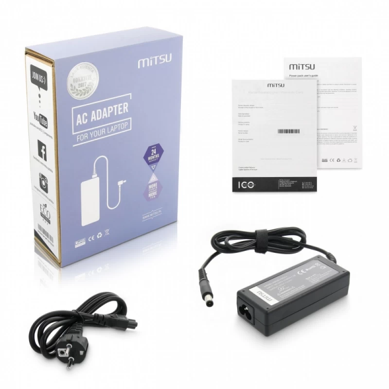 Zm/del195334 Mitsu 65w Tinklo Adapterio Kištukas Su Kaiščiu Viduje 19,5 V