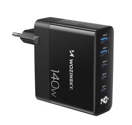 100-240 V Gan 140 W Tinklo įkroviklis 3x Usb-c / 2x Usb-a, Juodas