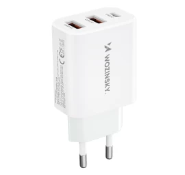 100-240v 30w Usb-c 2x Usb-a Tinklo įkroviklis, Baltos Spalvos