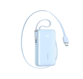 10000 Mah 35 W Maitinimo Bankas Su Ištraukiamu Usb-c Kabeliu Ir Usb-c Dirželiu - Mėlynas