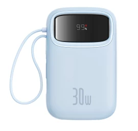 10000 Mah Qpow 2 30w Maitinimo Bankas Su Integruotais Usb-c Laidais - Mėlynas