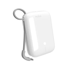 10000 Mah Usb-a Usb-c Maitinimo Blokas Su Integruotu Kabeliu - Baltas