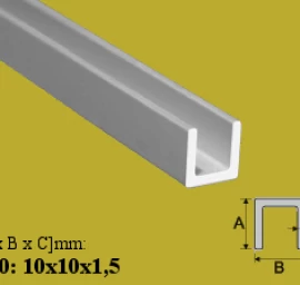10X10X1,5mm 200cm PROFILIS U ALIUMINIS