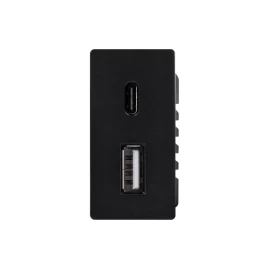 1/2 greito krovimo lizdas Feelspot USB+C, be rėmelio, juodas, 20W