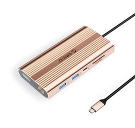 12-in-1 Usb-c – Usb-a – Usb-c – Hdmi – Displayport – Rj45 – Sd – Pd 100 W – 4k – 1000 Mbps – Rožinis Auksas