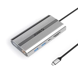 12-in-1 Usb-c – Usb-a – Usb-c – Hdmi – Displayport – Rj45 – Sd – Pd 100 W – 4k – 1000 Mbps – Sidabrinė