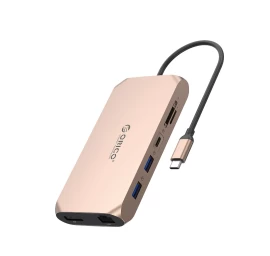 12-in-1 Usb-c – Usb-a – Usb-c – Hdmi – Displayport – Sd/microsd – Rj45 – 3,5 Mm Ctia Jungčių Stotis – Rožinis Auksas