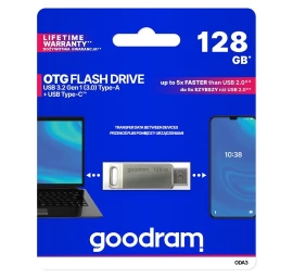 128 Gb Dviguba Usb 3.2 + Usb-c Otg Oda3 Sidabrinė