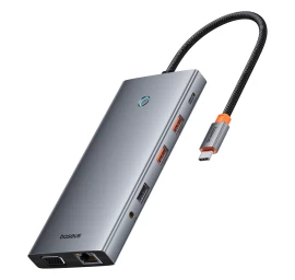 13in1 Hub Adapteris Portaljoy Series Usb-c Hdmi Dp Vga Usb-a Pd Rj45 Sd Tf Aux - Pilkas