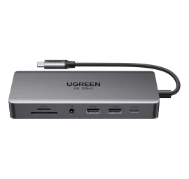 13in1 Hub Adapteris Usb-c - Usb-a / Usb-c / Hdmi / Displayport / Rj45 / Sd Tf / Aux / Usb-c Pd - Pilkas