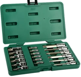 1/4 + 1/2 Galvučių su antgaliais rinkinys (TORX) 18vnt.