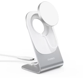 15 W Qi Indukcinis įkroviklis Su Magsafe + Magnetinis Telefono Stovas - Baltas