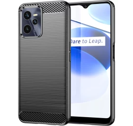 Anglies Korpuso Dangtelis Realme C35 Lankstus Silikoninis Anglies Juodos Spalvos Korpusas