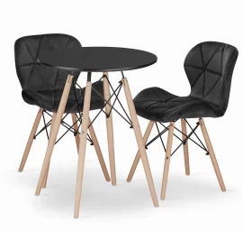 Apvalaus Stalo Komplektas Todi 60 Juodas + 2 Kėdės Lago Juodas