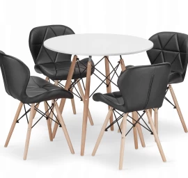 Apvalaus Stalo Komplektas Todi 80 Baltas + 4 Kėdės Lago Juodas