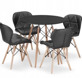 Apvalaus Stalo Komplektas Todi 80 Juodas + 4 Kėdės Lago Juodas