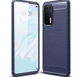 Carbon Case Lankstus Dėklas, Skirtas Huawei P40, Mėlynas