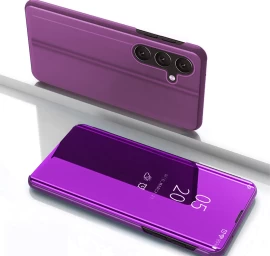 Dėklas Su Atlenkiamuoju Dangteliu, Skirtas samsung Galaxy S25 Clear View Case - Rožinis