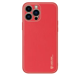 Dux Ducis Yolo Elegantiškas Ekologiškos Odos Dėklas Iphone 13 Pro Raudonas