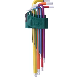 L-tipo šešiakampių vidutinių, raktų rinkinys 9vnt. (spalvoti)(1.5-10mm)