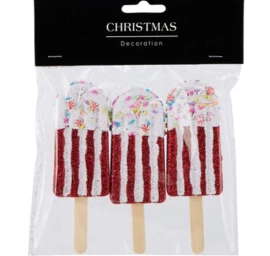 Ledų Pakabinama Dekoracija 3 Vnt. - Raudona