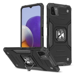 šarvuotas Dėklas + Magnetinis Laikiklis Samsung Galaxy A22 4g Ring Armor Juodas.