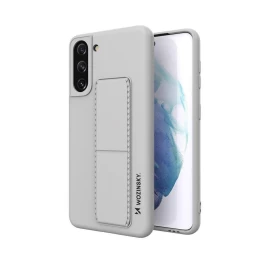 Silikoninis Dėklas Su Stovu Samsung Galaxy S21+ 5g Kickstand Case Pilkas