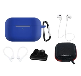 Silikoninių Dėklų Rinkinys airpods Pro 2 / airpods Pro 1 + Dėklas / Ausų Kabliukai / Kaklo Dirželis / Laikrodžio Dirželio Laikiklis / Karabinas - Mėlynas Silikoninių Dėklų Rinkinys airpods Pro 2 / airpods Pro 1 + Dėklas / Ausų Kabliukai / Kaklo Dirželis / Laikrodžio Dirželio Laikiklis / Karabinas - Mėlynas