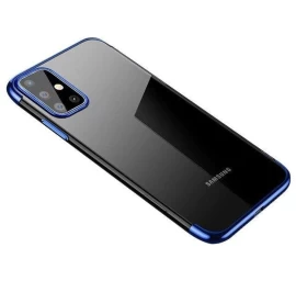Skaidrios Spalvos Gelinis Dėklas Su Metaliniu Rėmeliu, Skirtas samsung Galaxy A72 4g, Mėlynos Spalvos