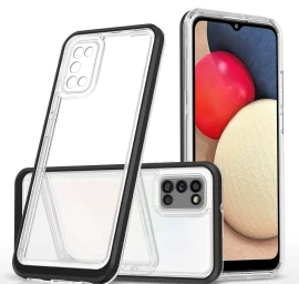 Skaidrus 3in1 Dėklas samsung Galaxy A03s (166) Su Juodu Rėmeliu