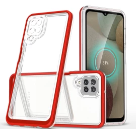 Skaidrus 3in1 Dėklas Samsung Galaxy A22 4g Gelinis Dėklas Su Raudonu Rėmeliu