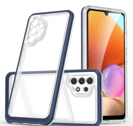 Skaidrus 3in1 Dėklas Samsung Galaxy A32 5g Gelinis Dangtelis Su Rėmeliu, Mėlynas