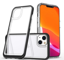 Skaidrus 3in1 Iphone 14 Plus Silikoninis Dėklas Su Juodu Rėmeliu
