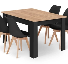 Stačiakampio Formos Stalo 120x80 Craft + 4 Kėdės Mark Juodos Spalvos