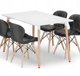 Stačiakampio Formos Stalo Adria 120x80 Baltos Spalvos + 4 Kėdės Lago Juodos Spalvos