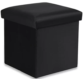 sulankstomas Pufas M - 30x30x30cm Aksominis Juodas