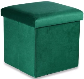 Sulankstomas Pufas M - 30x30x30cm, žalias Aksomas