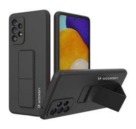 Wozinsky Kickstand Silikoninis Dėklas Su Stovu Samsung Galaxy A73 Juodas