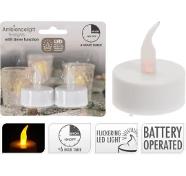 2 Arbatinių Lempučių Rinkinys Led Laikmačio žvakės Baltos Spalvos