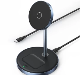 2-in-1 20 W įkrovimo Stotelė Ir Magnetinis Stovas Magsafe Qi Usb-c Juodas