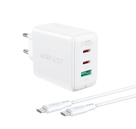 2-in-1 2x Usb-c Usb įkroviklis 65w + Usb-c Kabelis, Baltas
