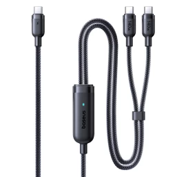 2-in-1 Usb-c – 2x Usb-c 140 W 1,5 M Kabelis – Juodas