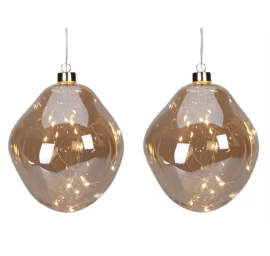 2 Vnt. Stiklo Lašas 12 Cm Aukso Spalvos