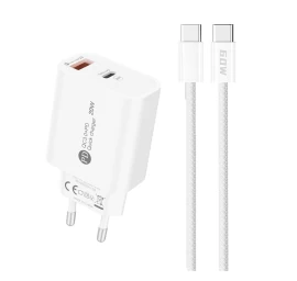 20 W Usb-a Usb-c Tinklo įkroviklis Su 1 M Ilgio Usb-c Kabeliu - Baltas
