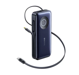 20000 Mah, 100 W Išorinis Akumuliatorius Su Suskleidžiamais Usb-c Kabeliais – Juodas