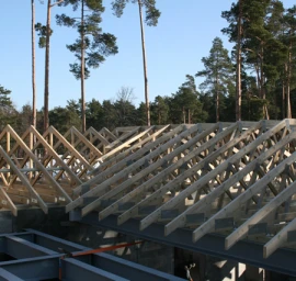 Medinės santvarinės stogų konstrukcijas