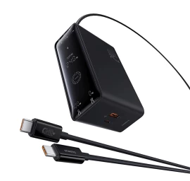 240 W Gan Usb-a Ir Usb-c Tinklinis įkroviklis Su Maitinimo Kabeliu – Juodas