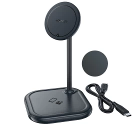 2in1 15w Qi Belaidis įkroviklis Ir Stovas iphone Ir apple Airpods E6, Juodas