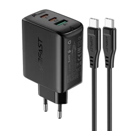 2in1 2x Usb-c Usb įkroviklis 65w + Usb-c Kabelis, Juodas