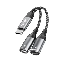 2in1 Adapterio Daliklis Usb-c Maitinimui Ir Ausinėms - Pilkas